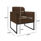 Poltrona Marisa Suede Marrom Base Industrial Metálica Preta B