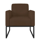 Poltrona Marisa Suede Marrom Base Industrial Metálica Preta B