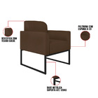 Poltrona Marisa Suede Marrom Base Industrial Metálica Preta T