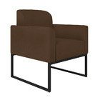 Poltrona Marisa Suede Marrom Base Industrial Metálica Preta T