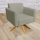 Poltrona Marisa Suede Marrom Rato Base Giratória Madeira Bnn