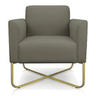 Poltrona Marisa Suede Marrom Rato Base Industrial Em X Dourad