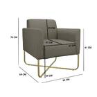 Poltrona Marisa Suede Marrom Rato Base Industrial Em X Dourad