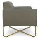 Poltrona Marisa Suede Marrom Rato Base Industrial Em X Dourad