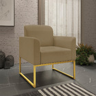 Poltrona Marisa Suede Marrom Rato Base Industrial Metálica Do