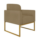 Poltrona Marisa Suede Marrom Rato Base Industrial Metálica Do