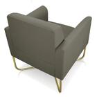 Poltrona Marisa Suede Marrom Rato Base X Industrial Dourada