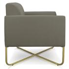 Poltrona Marisa Suede Marrom Rato Base X Industrial Dourada