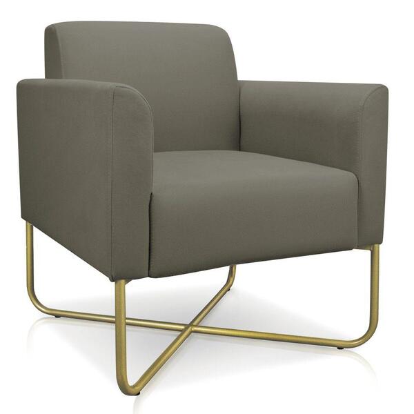 Poltrona Marisa Suede Marrom Rato Base X Industrial Dourada