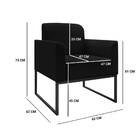 Poltrona Marisa Suede Preto Base Industrial Metálica Preta Bn