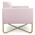 Poltrona Marisa Suede Rosa Bebê Base Industrial Em X Dourada