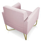 Poltrona Marisa Suede Rosa Bebê Base Industrial Em X Dourada