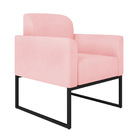 Poltrona Marisa Suede Rosa Bebê Base Industrial Metálica Pret
