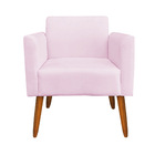 Poltrona Marisa Suede Rosa Bebê Pés Palito Tana Decor