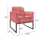 Poltrona Marisa Suede Rose Base Industrial Metálica Preta Tan