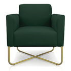 Poltrona Marisa Suede Verde Base Industrial Em X Dourada Tana