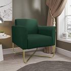 Poltrona Marisa Suede Verde Base Industrial Em X Dourada Tana