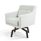 Poltrona Marrie Linho Rústico Cinza B-33 Matelassê Base Metál