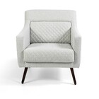 Poltrona Marrie Linho Rústico Cinza B-33 Matelassê Pés Palito