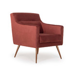 Poltrona Marrie Veludo Terracota B-417 Pés Palito Metálico Co