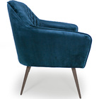 Poltrona Marselha Pés Palito Champagne Veludo Azul