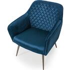 Poltrona Marselha Pés Palito Champagne Veludo Azul