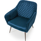 Poltrona Marselha Pés Palito Champagne Veludo Azul