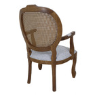 Poltrona Medalhão Com Tela Verniz Imbuia E Linho Rústico Cinza