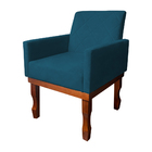 Poltrona Medusa Retrô Pés De Madeira Maciça Suede Azul Marinho