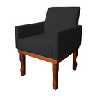 Poltrona Medusa Retrô Pés De Madeira Maciça Suede Preto