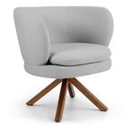 Poltrona Melissa Base Giratória Linho Cinza Claro Domi