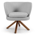 Poltrona Melissa Base Giratória Linho Cinza Claro Domi