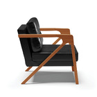 Poltrona Melissa Corano Preto Base De Madeira Castanho