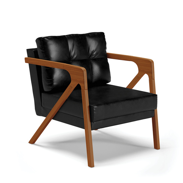 Poltrona Melissa Corano Preto Base De Madeira Castanho