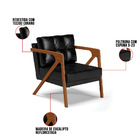 Poltrona Melissa Corano Preto Base De Madeira Castanho