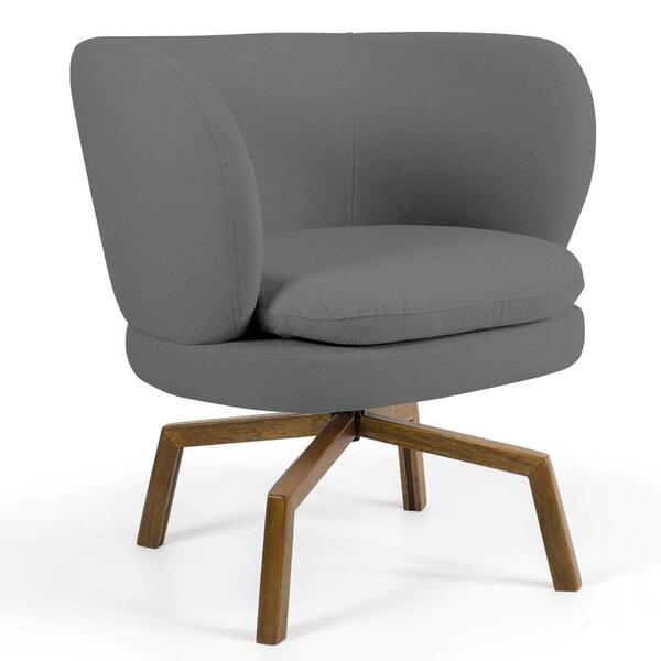 Poltrona Melissa Ka Castanho C416 Linho Cinza Escuro