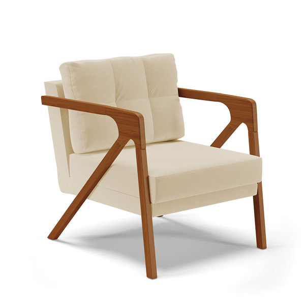 Poltrona Melissa Linho Base De Madeira Castanho D03 - D'rossi