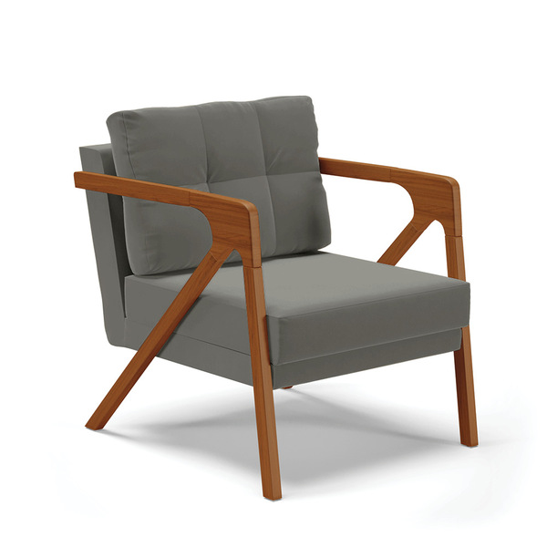 Poltrona Melissa Suede Base De Madeira Castanho D03 - D'rossi