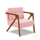 Poltrona Melissa Suede Base De Madeira Castanho D03 - D'rossi