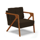 Poltrona Melissa Suede Base De Madeira Castanho D03 - D'rossi