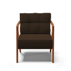 Poltrona Melissa Suede Base De Madeira Castanho D03 - D'rossi