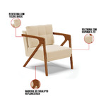 Poltrona Melissa Suede Base De Madeira Castanho D03 - D'rossi