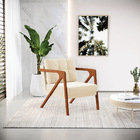 Poltrona Melissa Suede Base De Madeira Castanho D03 - D'rossi