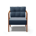 Poltrona Melissa Suede Base De Madeira Castanho D03 - D'rossi