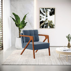 Poltrona Melissa Suede Base De Madeira Castanho D03 - D'rossi