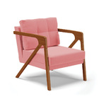 Poltrona Melissa Suede Base De Madeira Castanho D03 - D'rossi