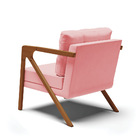 Poltrona Melissa Suede Base De Madeira Castanho D03 - D'rossi