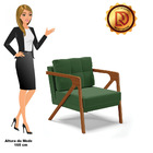 Poltrona Melissa Suede Base De Madeira Castanho D03 - D'rossi