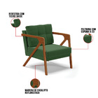 Poltrona Melissa Suede Base De Madeira Castanho D03 - D'rossi