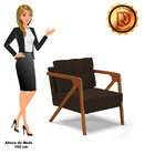 Poltrona Melissa Suede Marrom Base De Madeira Castanho